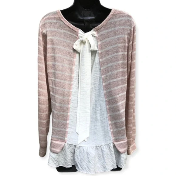 Anthropologie Beige Sweater with White Lace Detail - Picture 2 of 9